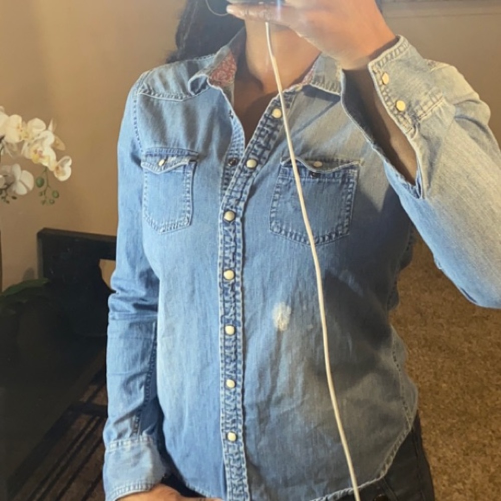 AEO Distressed Denim Shirt